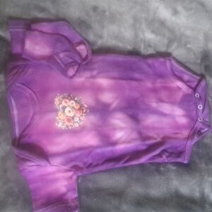 Purple Floral Heart Kids Onesie